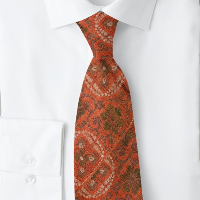 Vermillion Brown Medallion Renaissance  Neck Tie (Creator Uploaded)