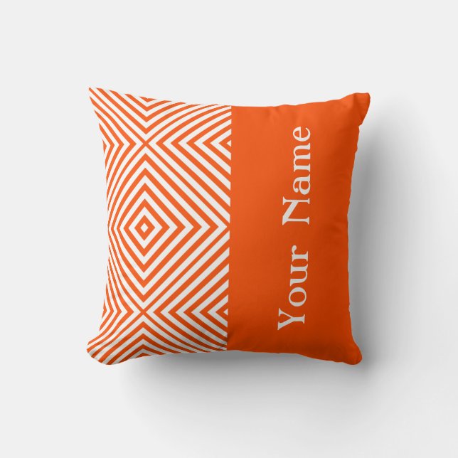 Vermillion Diamond Chevron w/ name @ Emporiomoffa Throw Pillow (Front)
