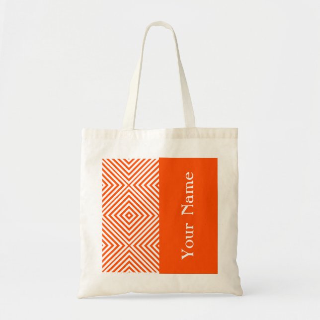 Vermillion Diamond Chevron w/ name @ Emporiomoffa Tote Bag (Front)