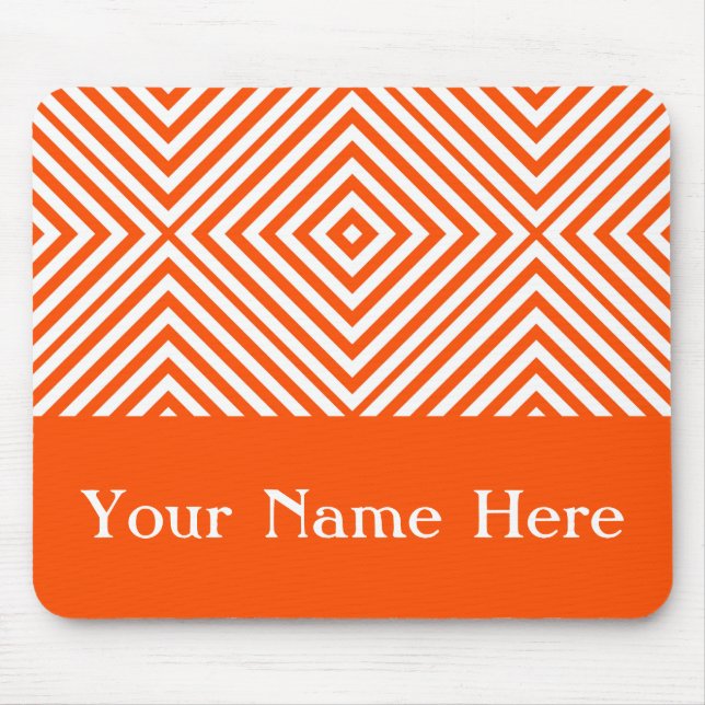 Vermillion Diamond Chevron with custom name Mouse Pad (Front)