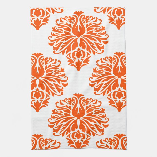 Vermillion Elegant Damask Towel (Vertical)