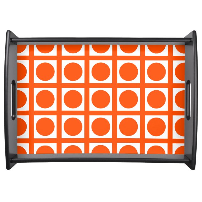 Vermillion Elegant Grid Dots Serving Tray (Front)