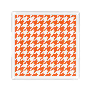 Vermillion Elegant Houndstooth Acrylic Tray