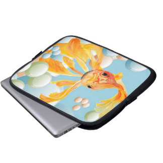 Vermillion Goldfish In Pastel Bubble Water Laptop Sleeve