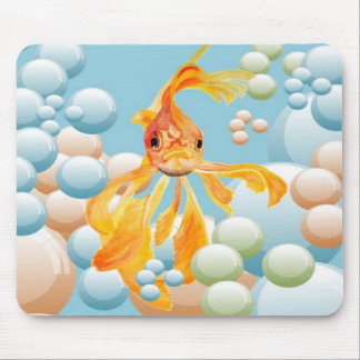Vermillion Goldfish In Pastel Bubble Water Mouse Pad