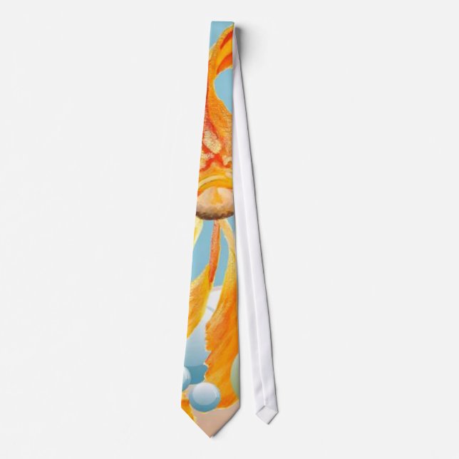 Vermillion Goldfish In Pastel Bubble Water Neck Tie (Front)