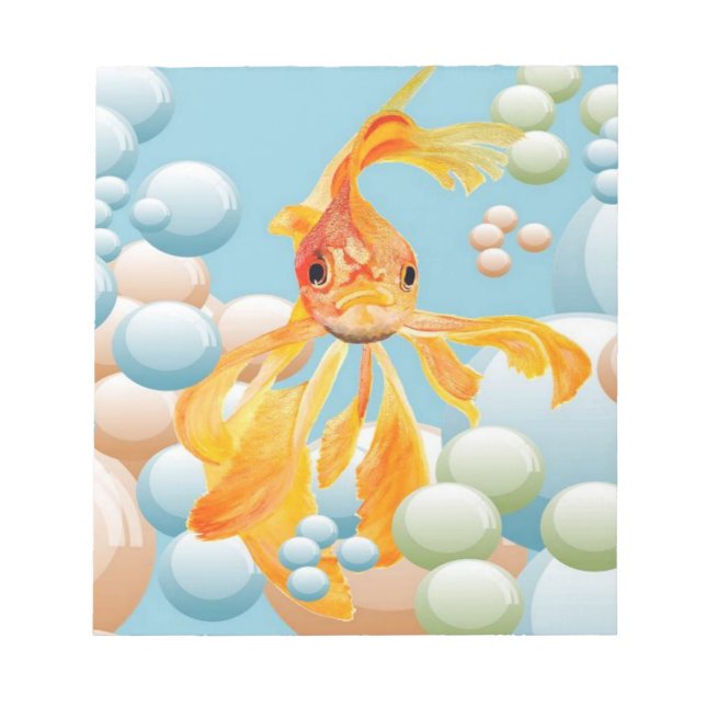 Vermillion Goldfish In Pastel Bubble Water Notepad (Front)