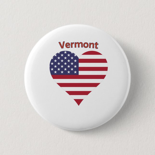 Vermont American Flag Heart Button (Front)