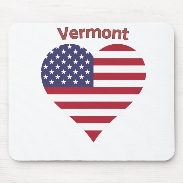 Vermont American Flag Heart Mouse Pad (Front)