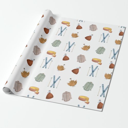 Vermont Autumn Maple Syrup Flannel Ski Season Wrapping Paper