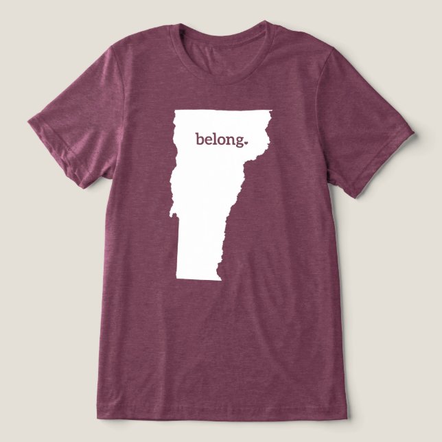 Vermont Belong State Map Tri-Blend Shirt (Design Front)