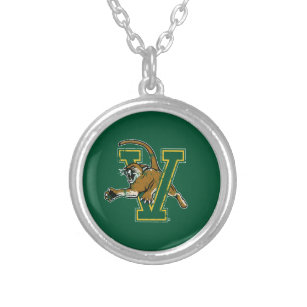 Vermont Catamounts Distressed Silver Plated Necklace