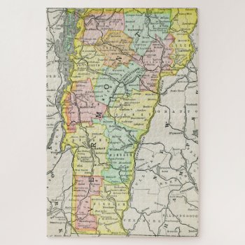 Vermont Cities & Roads Colorful Map Jigsaw Puzzle by camcguire at Zazzle