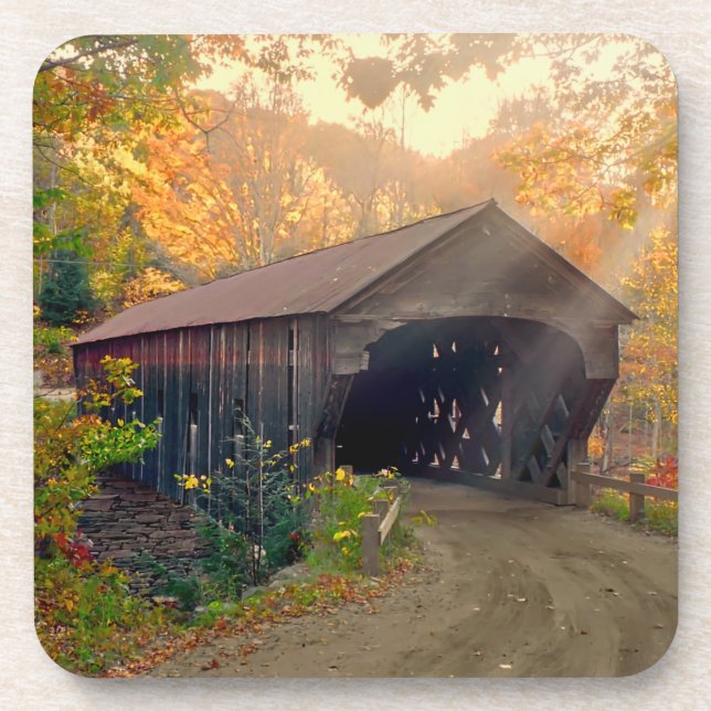 Vermont Covered Bridge Beverage Coaster (Front)