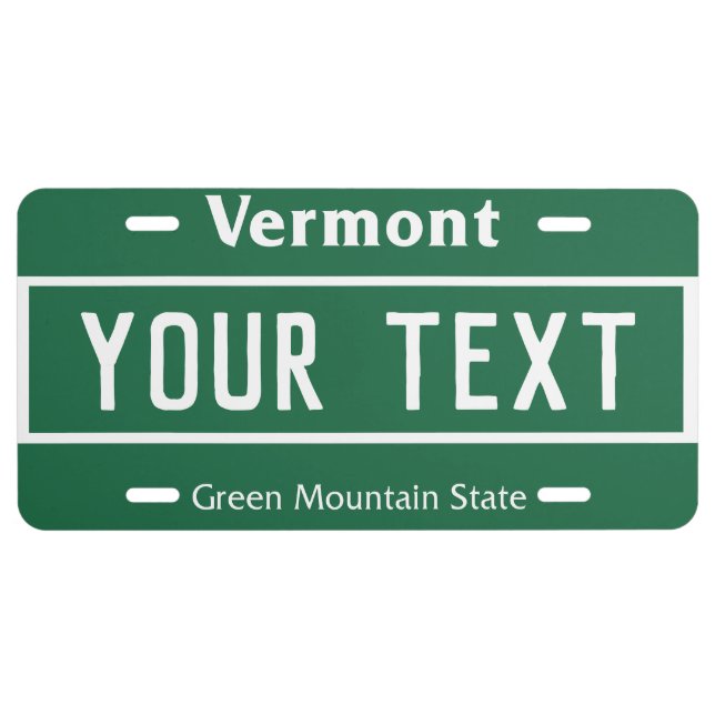 Vermont Custom  License Plate (Front)