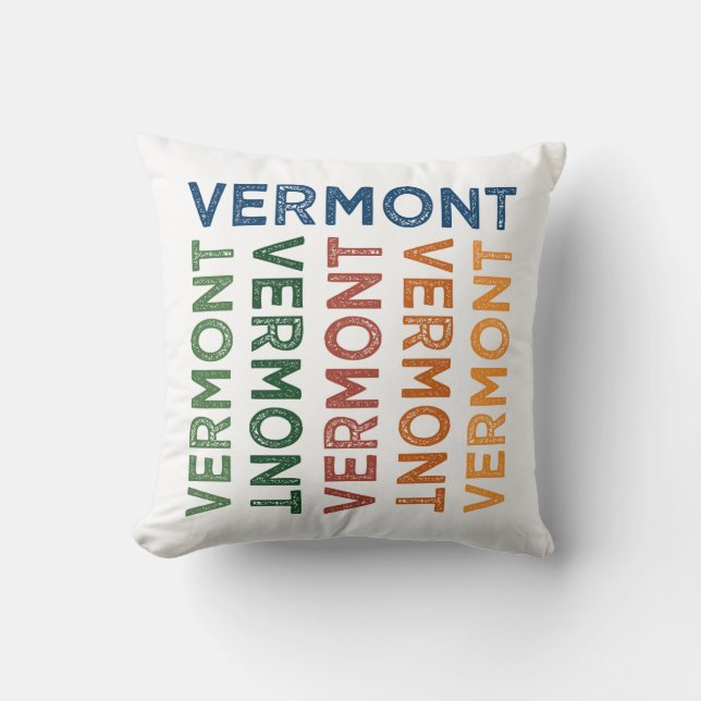 Vermont Cute Colorful Throw Pillow (Front)