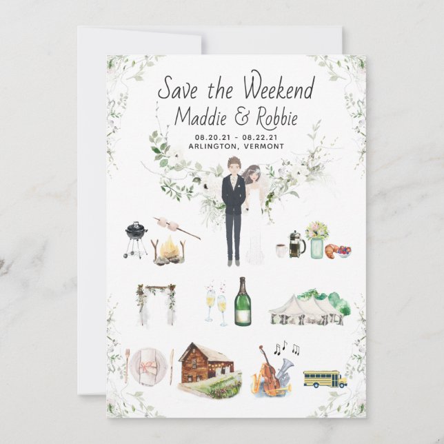 Vermont Destination Wedding Itinerary Map Custom Invitation (Back)