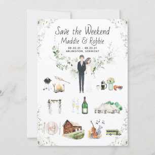 Vermont Destination Wedding Itinerary Map Custom Invitation