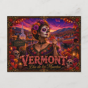 Vermont Día de los Muertos Retro Postcard