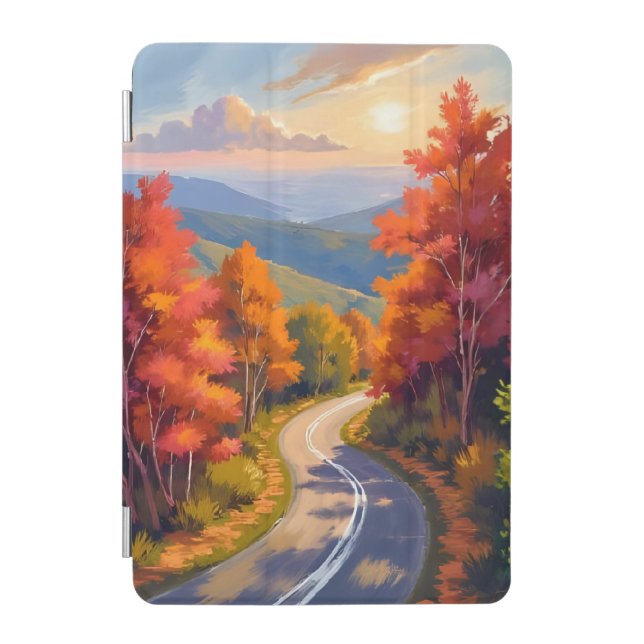 Vermont Fall Foliage Watercolor Landscape iPad Mini Cover (Front)