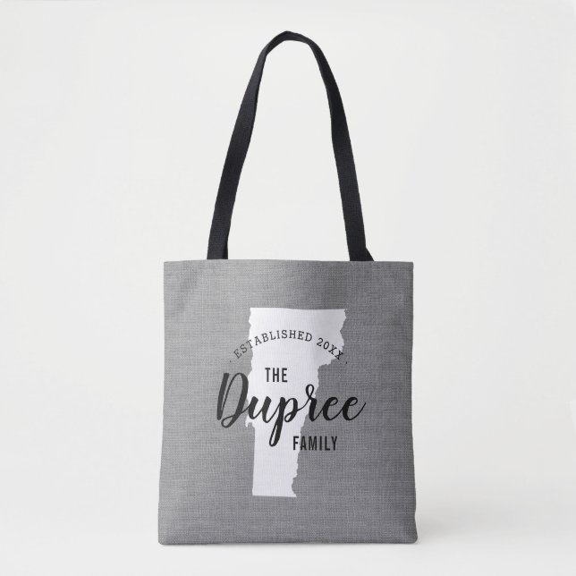 Vermont Family Monogram State Tote Bag (Front)