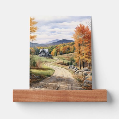 Vermont Farm Life Autumn Scenery Watercolor Art Picture Ledge