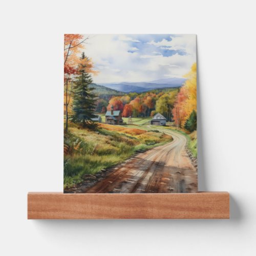 Vermont Farm Life Autumn Scenery Watercolor Art Picture Ledge