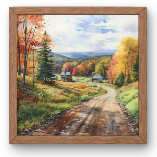 Vermont Farm Life Autumn Scenery Watercolor Art Poster