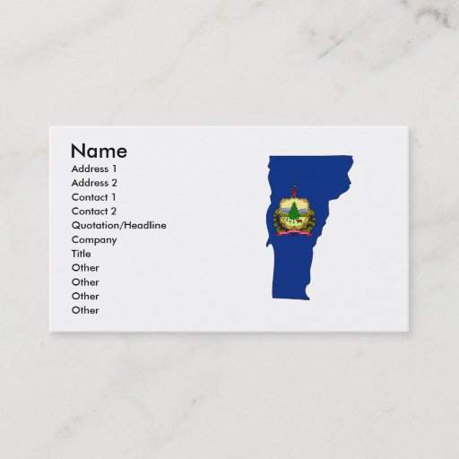Customizable Vermont Flag Map Business Card Template