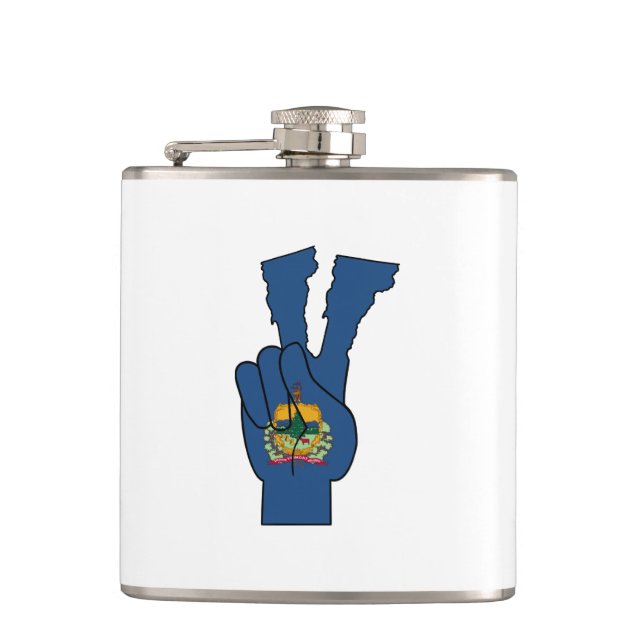 Vermont Flag Peace Sign Flask (Front)