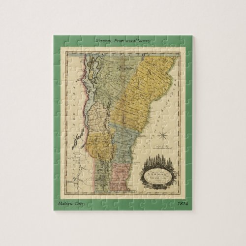 Vermont From actual Survey _ Vintage 1814 Map Jigsaw Puzzle