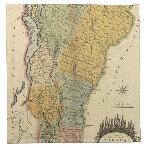 Vermont From actual Survey _ Vintage 1814 Map Napkin