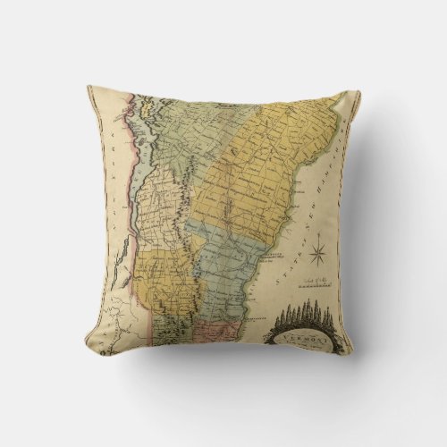 Vermont From actual Survey _ Vintage 1814 Map Throw Pillow