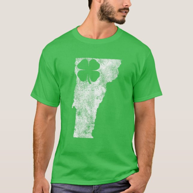 Vermont Gift St. Patrick's Day Shamrock Clover Iri T-Shirt (Front)