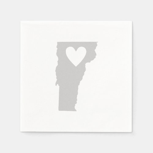 Vermont Gray Map Shape Heart Cutout Paper Party Paper Napkins
