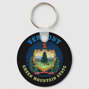 VERMONT GREEN MOUNTAIN STATE FLAG KEYCHAIN