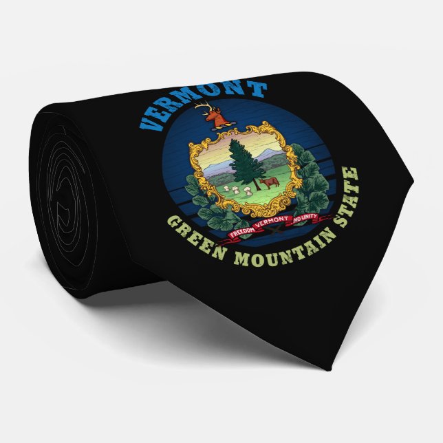 VERMONT GREEN MOUNTAIN STATE FLAG NECK TIE (Rolled)