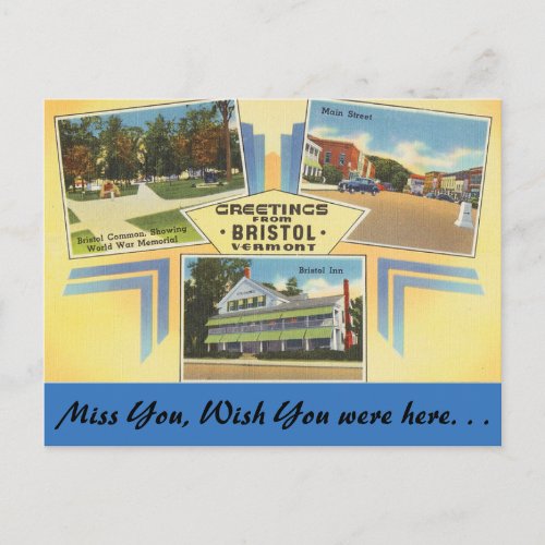 Vermont Greetings from Bristol Postcard