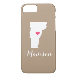 Vermont Heart Mocha Brown Custom Monogram iPhone 8/7 Case