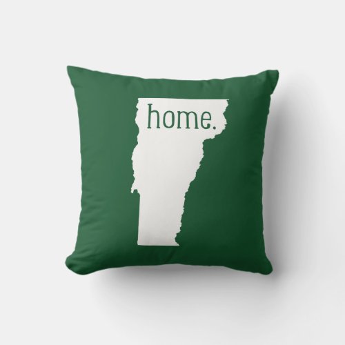Vermont Home State Throw Pillow  Hunter Green