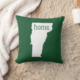 Vermont Home State Throw Pillow   Hunter Green