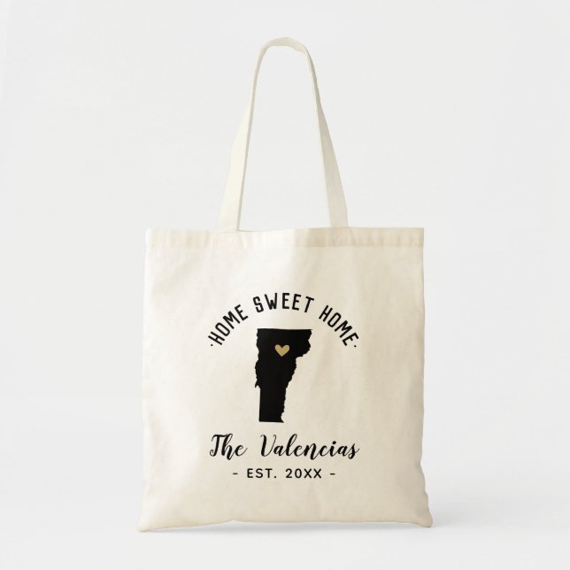 Vermont Home Sweet Home Family Monogram Tote Bag (Front)