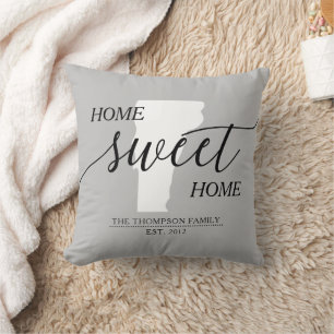 Vermont Home Sweet Home State Family Name Throw Pillow