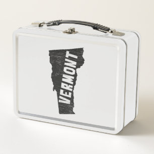 Vermont Home Vintage Map Silhouette Metal Lunch Box