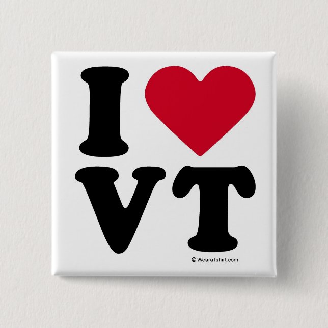 VERMONT - "I LOVE VT" "I LOVE VERMONT" PINBACK BUTTON (Front)