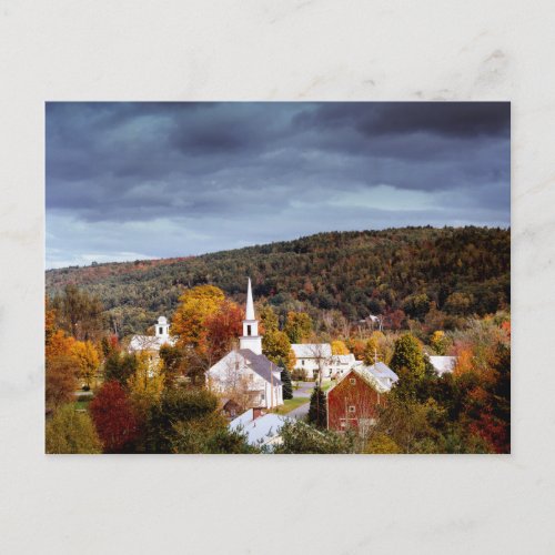 Vermont landscape colors of autumn postcard