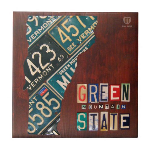 Vermont License Plate Map Ceramic Tile