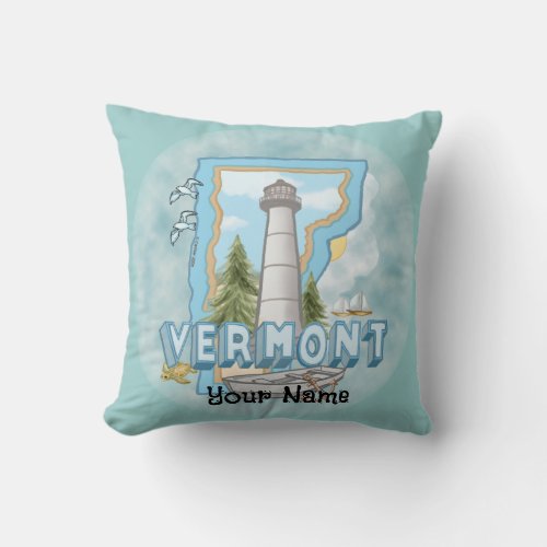 Vermont Lighthouse custom name Pillow