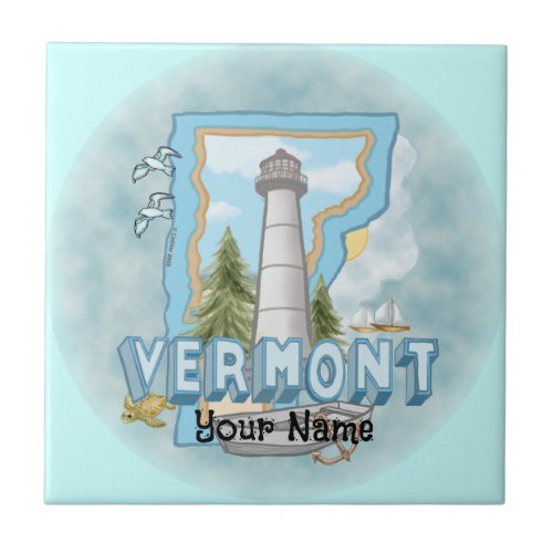 Vermont Lighthouse custom name Tile