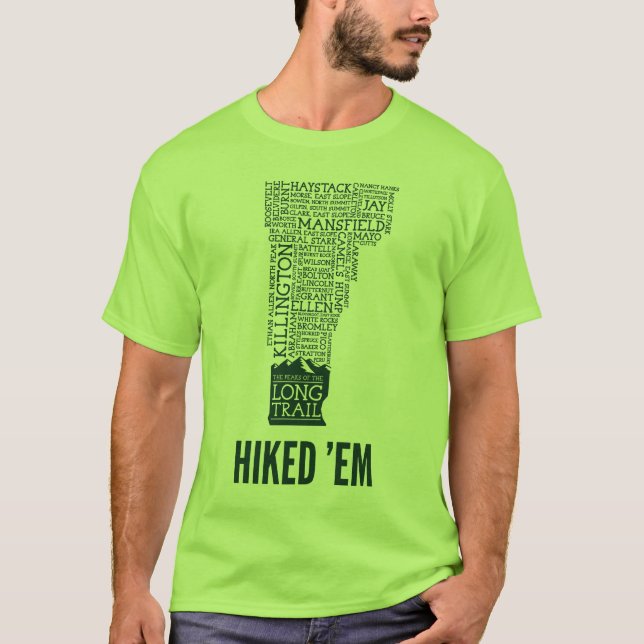 Vermont Long Trail Hiked T-Shirt (Green Logo) (Front)